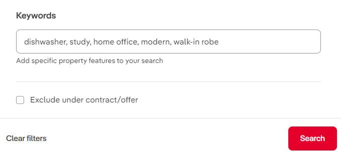 real estate search filter
