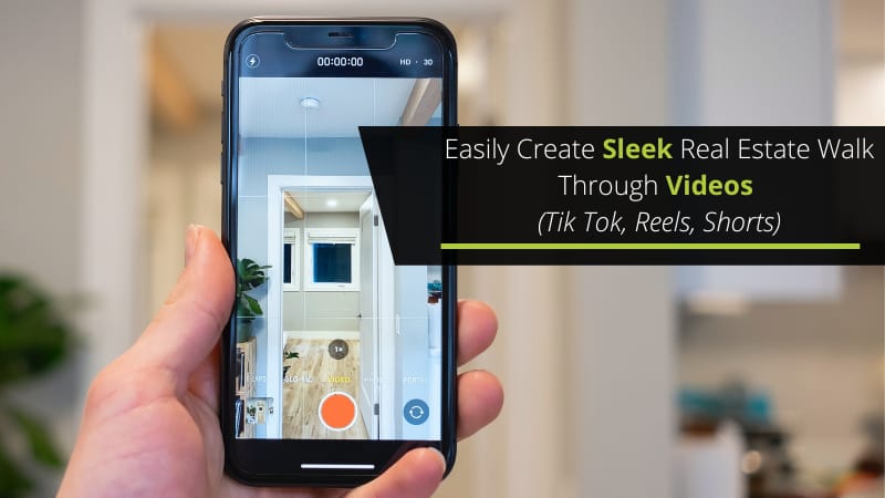 woman doing real estate walk through video on phone